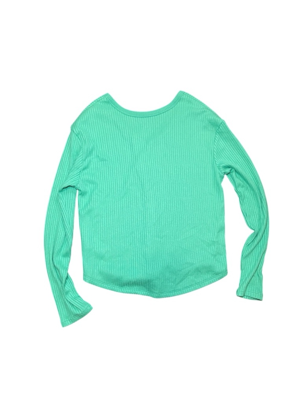 American Eagle V-Neck Plush Long Sleeve Ribbed Top Caribbean Green Size Small - Picture 3 of 12